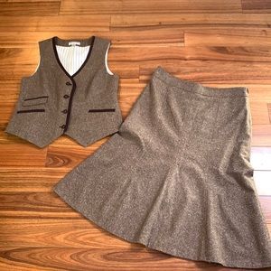 Vintage Pendleton 2 piece vest & skirt suit s 10 brown cottage core wool blend